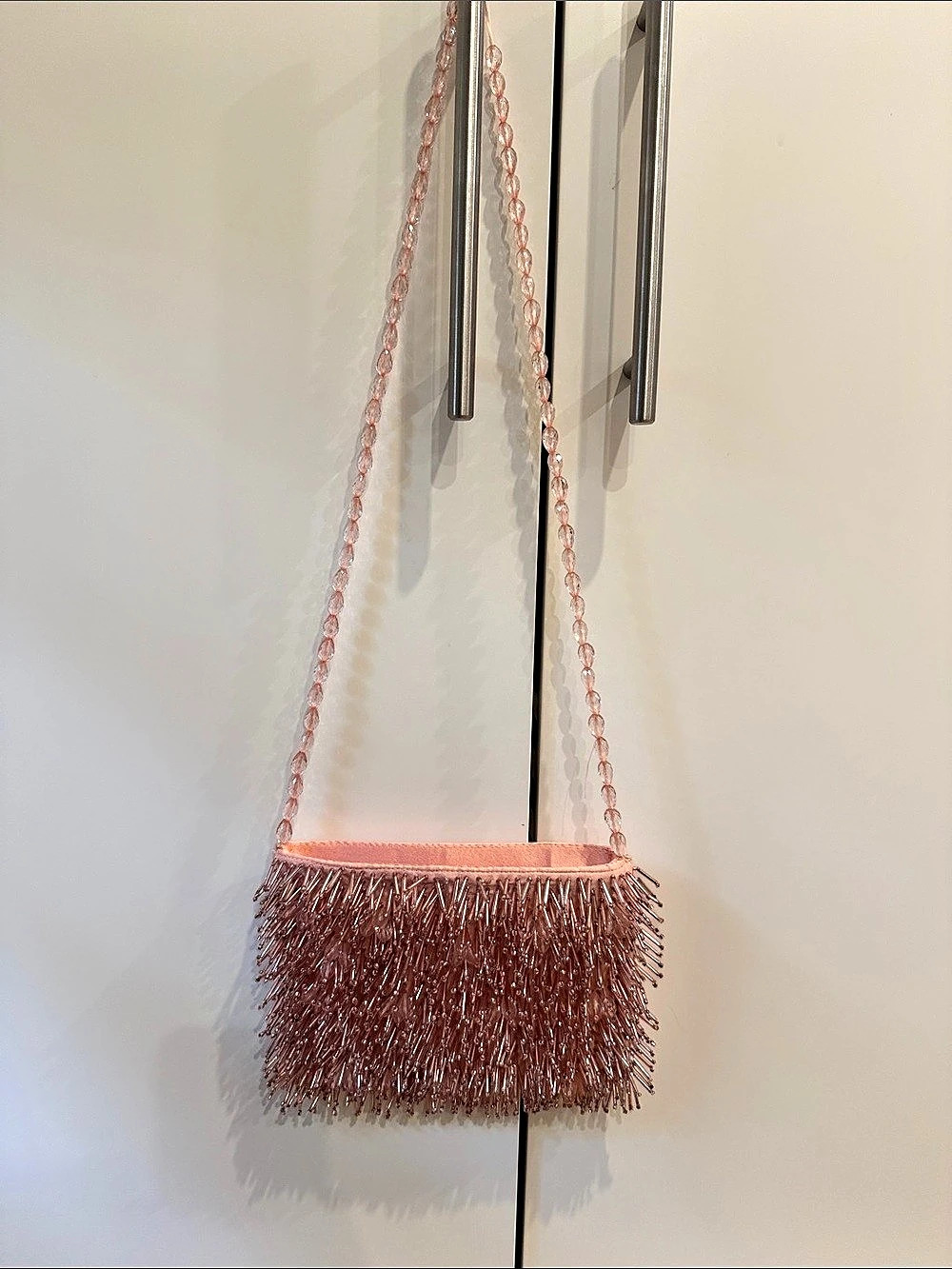 crewcuts Beaded Fringe Mini Bag in Pink Like New